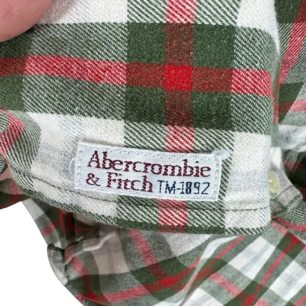 Abercrombie &‎ Fitch Vtg 90s Cotton Preppy Flannel Long Sleeve Button Up Mens S